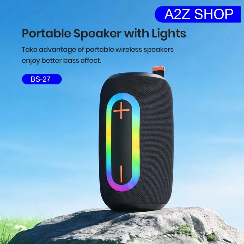 BS-27 Portable Bluetooth Speaker 20W Loud Stereo Sound 5.4 Wireless Outdoor Waterproof Speaker with RGB Lights TWS Dual Pairing Mic AUX TF Card for Xiaomi Black Shark Pad Tablet Phone