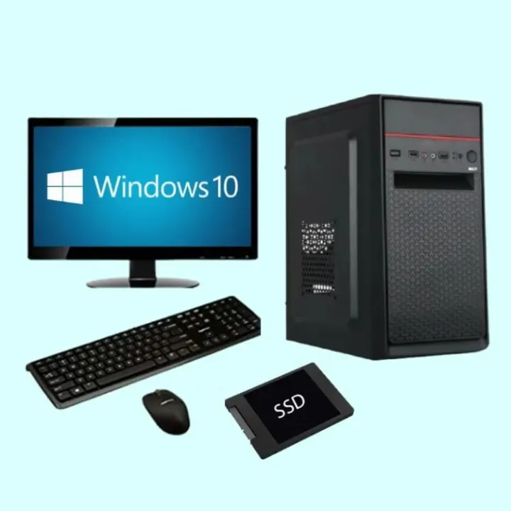 Assembled Desktop Computer Set with Core 2 Duo, 4GB DDR3 RAM, 128GB SSD, with Monitor