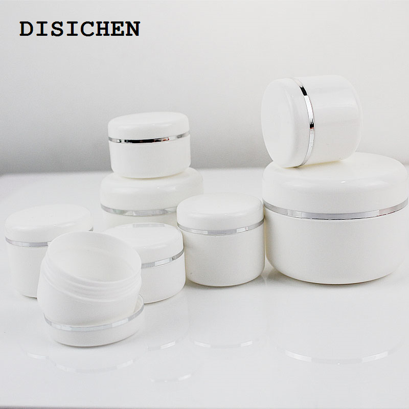 DISICHEN New style 20Pcs/sets 20/30/50/100g Refillable Bottles Travel Face Cream Lotion Cosmetic Container White Plastic Empty Makeup Jar Pot