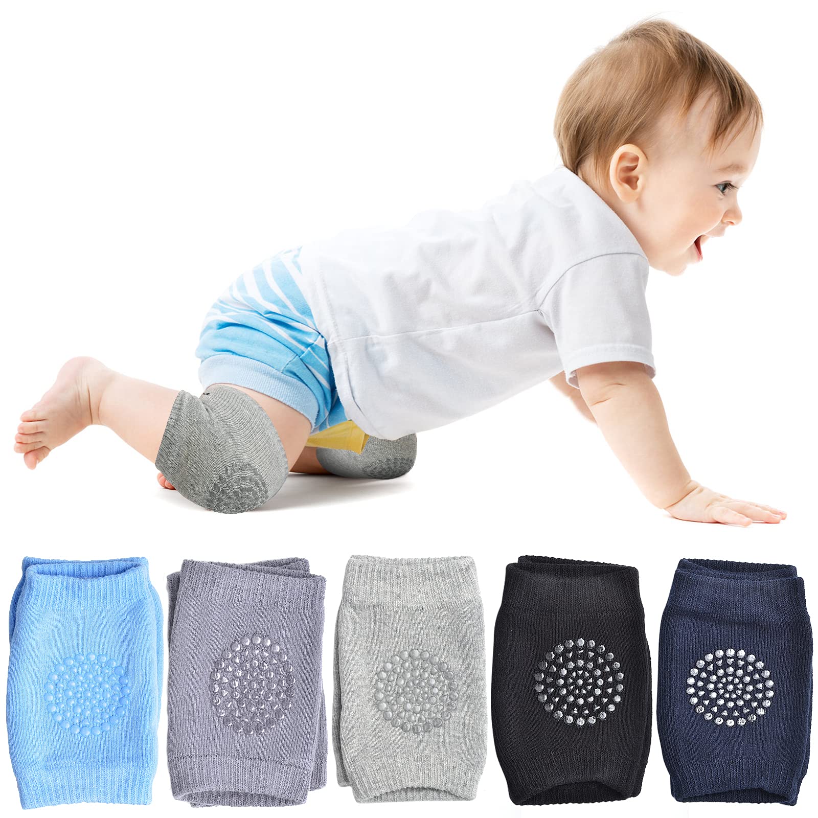 (Set Of 2 Pcs) , Anti-Slip Padded Stretchable Elastic Cotton Soft Breathable Comfortable Knee Cap / Elbow Safety Protector Knee For Baby