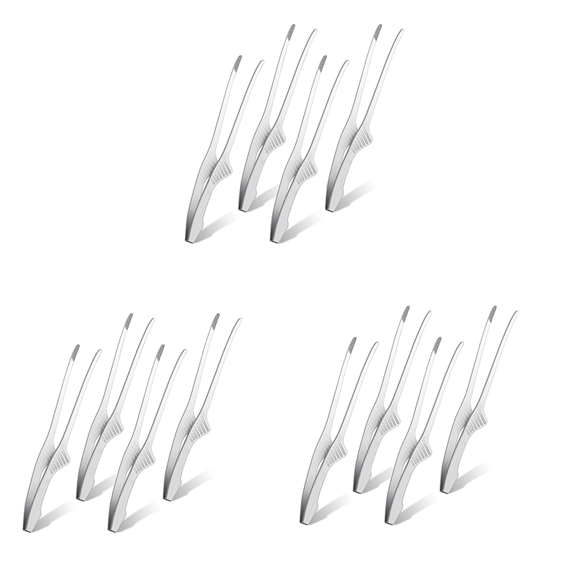 5X Korean and Japanese BBQ Tongs Self-Standing Grill Tongs Non-Slip Cooking Utensils Stainless Steel Tongs