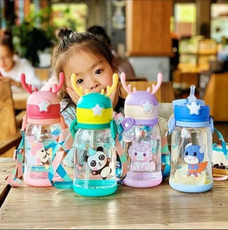550 Ml Plastic Water Bottle For Kids With Anti Choke Straw