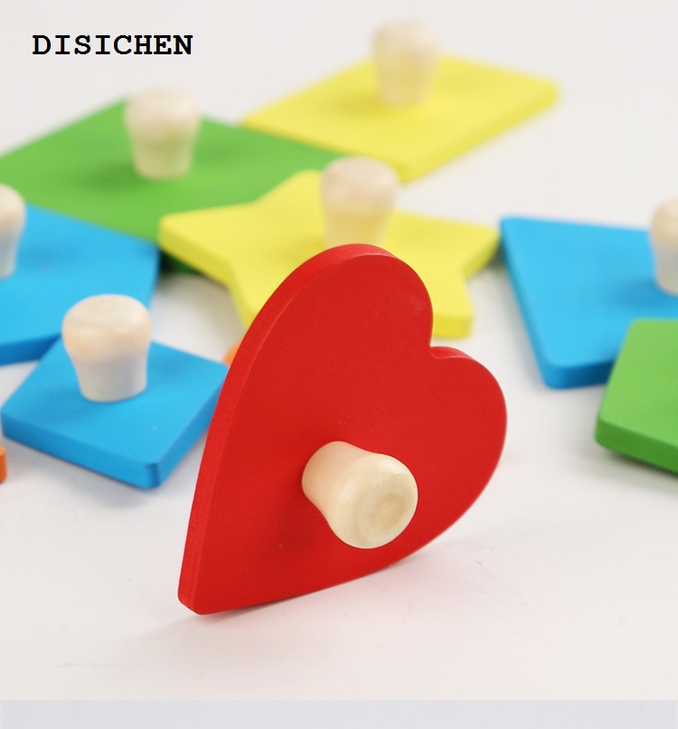 DISICHEN New style Wooden Montessori Geometric Puzzle Peg Board,Early Education Sensorial Toy for Toddlers Shape And Color Sorting Toys For Baby