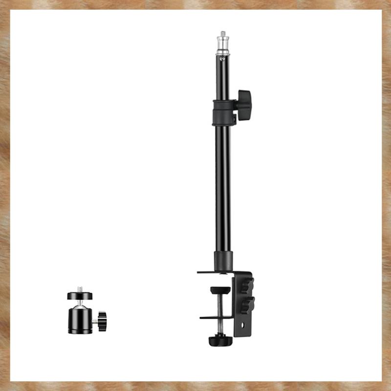 C Tripod Clamp Desk Mount Light Stand Black Aluminum Alloy Table Fixture Adjustable Camera Tabletop Bracket Stand