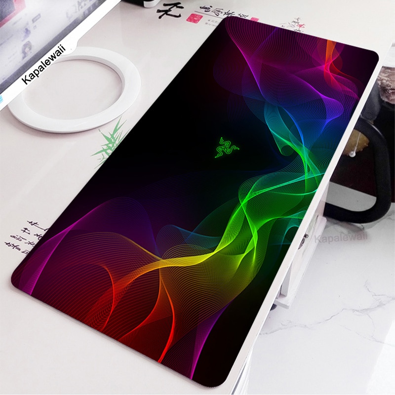 XL Black Gaming Mouse Pad with Prism Wave Design - Large Desk Mat for Gamers