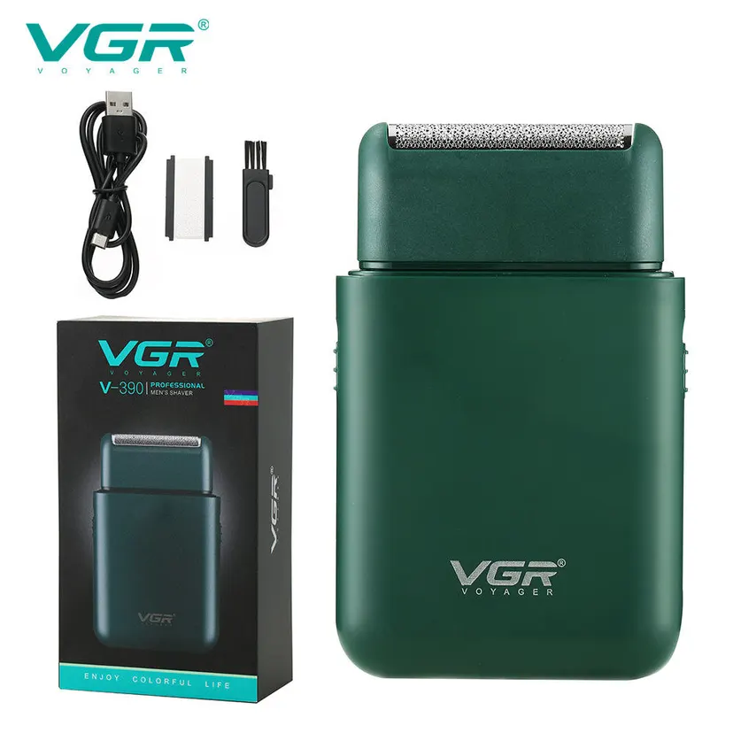 VGR Portable Car Travel Single Blade Male Men Mini Push Alternative Beard Trimmer Razor Cordless Electric Shaver Hair Removr