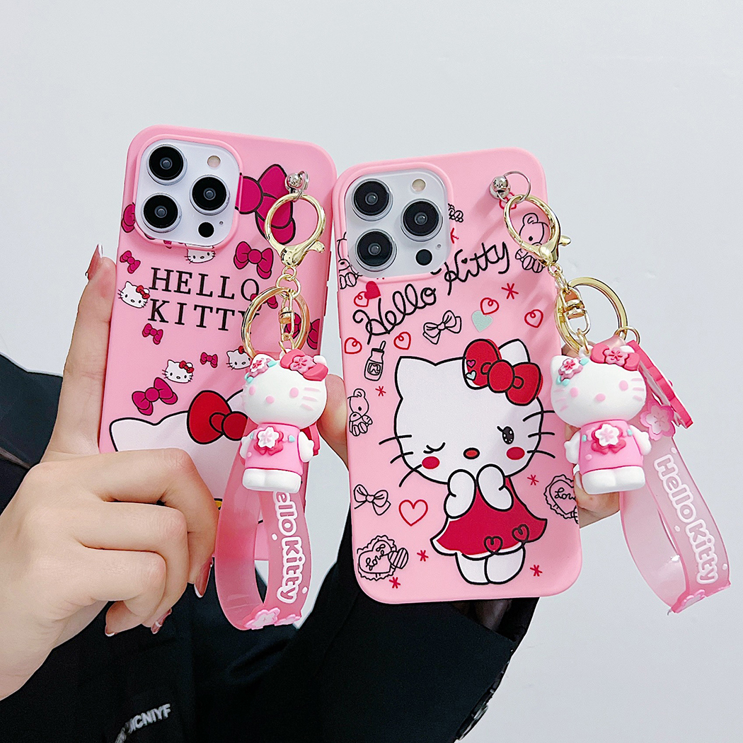 Hello Kitty Casing OPPO A77 2017 A77 4G 2022 A77 5G 2022 A77s Phone Case OPPO A78 4G A78 5G A7n A8 Phone Cover Cartoon Hello Kitty 3D Dolls with Strap Lanyard