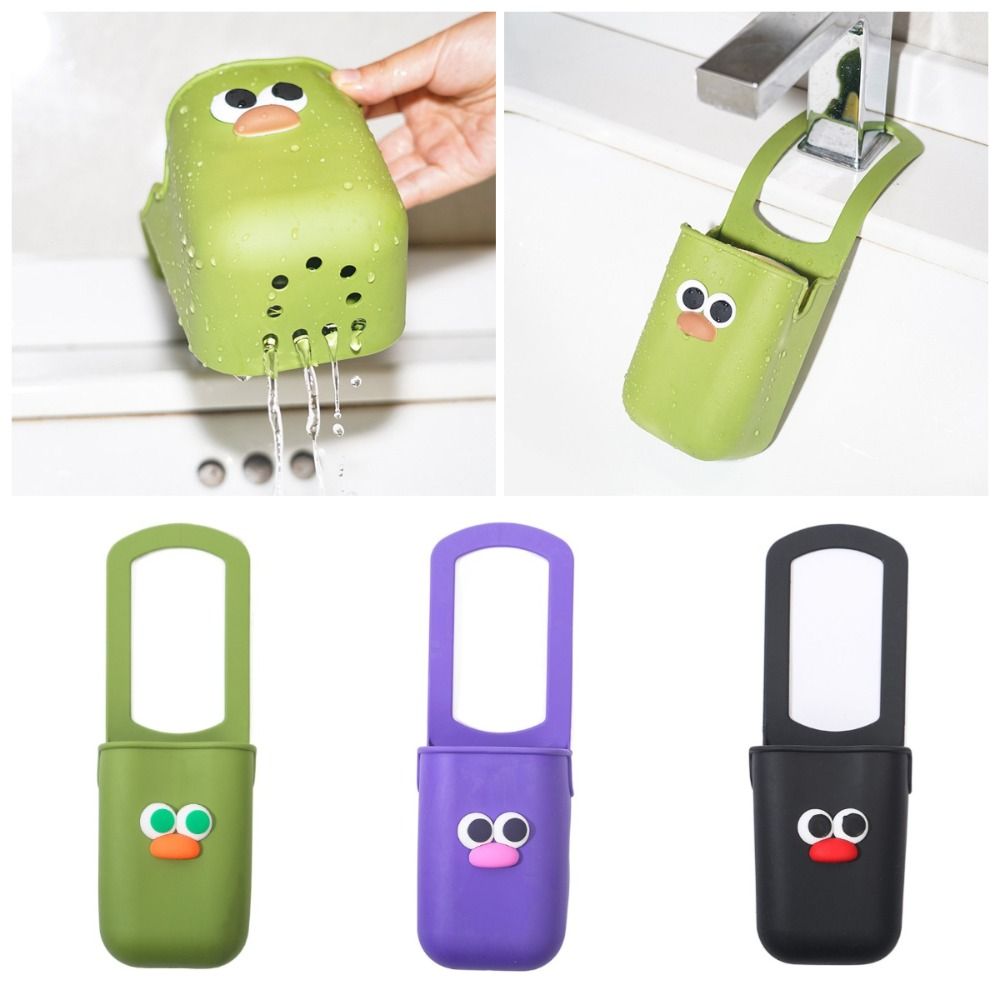 Multifunctional Cute Silicone Cup Holders Large Capacity Portable Kitchen Storage Bag Cartoon Face Bottle Storage Bag Water Bottle Pouches Bath