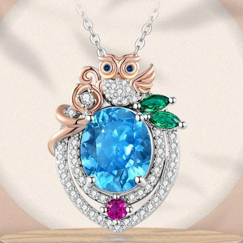 【New Arrivals】Haojie New Cute Owl Necklace Diamond Creative Animal Pendant Women's Clavicle Chain