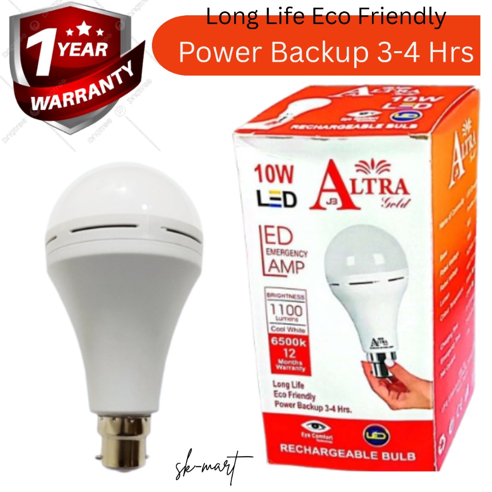 10 Watt Rechargeable Emergency LED Bulb | Energy Saving Light for Home, Office & Outdoor Use | Long Backup Emergency Light with Built-in Battery | Portable & Bright LED Bulb for Power Cut | Easy to Use & Emergency Lamp | 10 Watt AC/DC LED Bulb