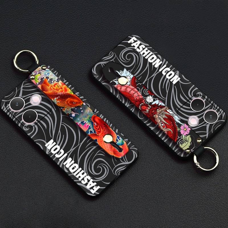 Back Cover ring Phone Case For OPPO A5 Pro 5G Global Silicone Anti-dust Shockproof Fashion Design Graffiti Wristband