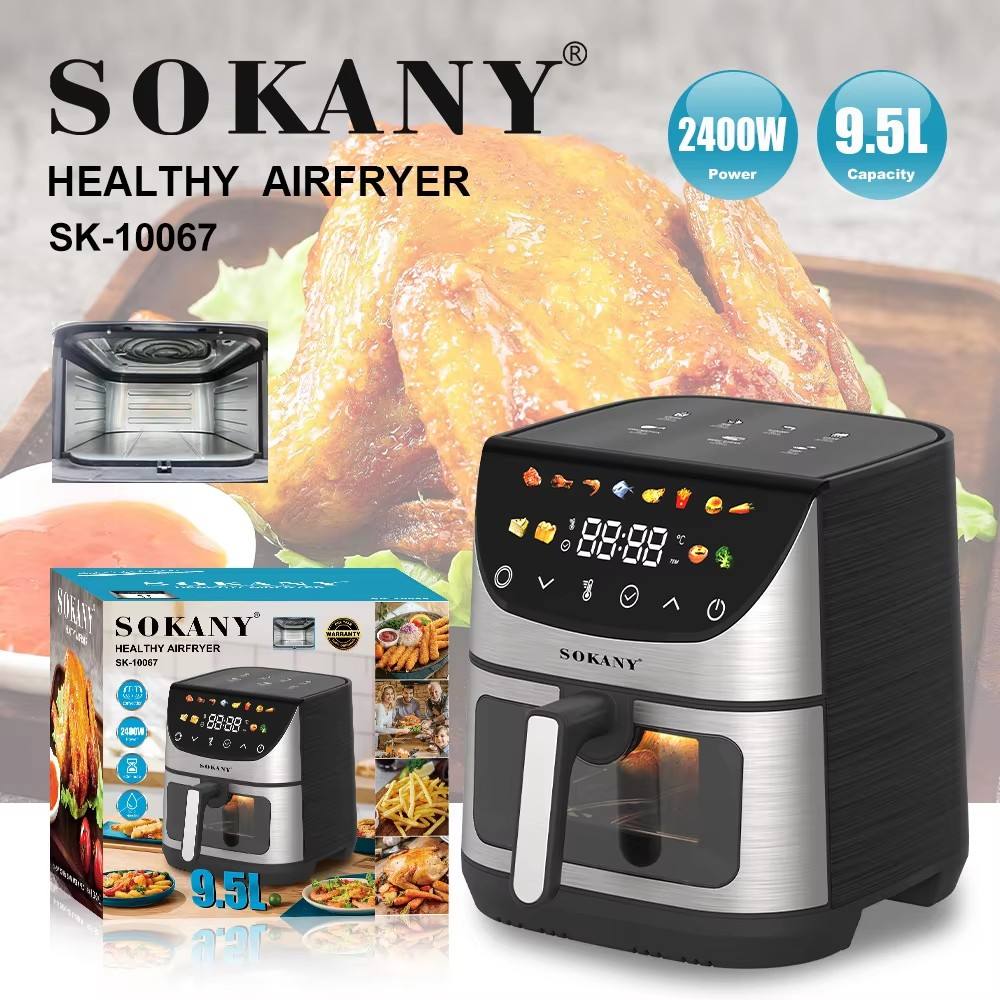Sokany 10067 2400W High Power LCD Display Touch Screen Design Visual Window Multifunctional Healthy Air Fryer