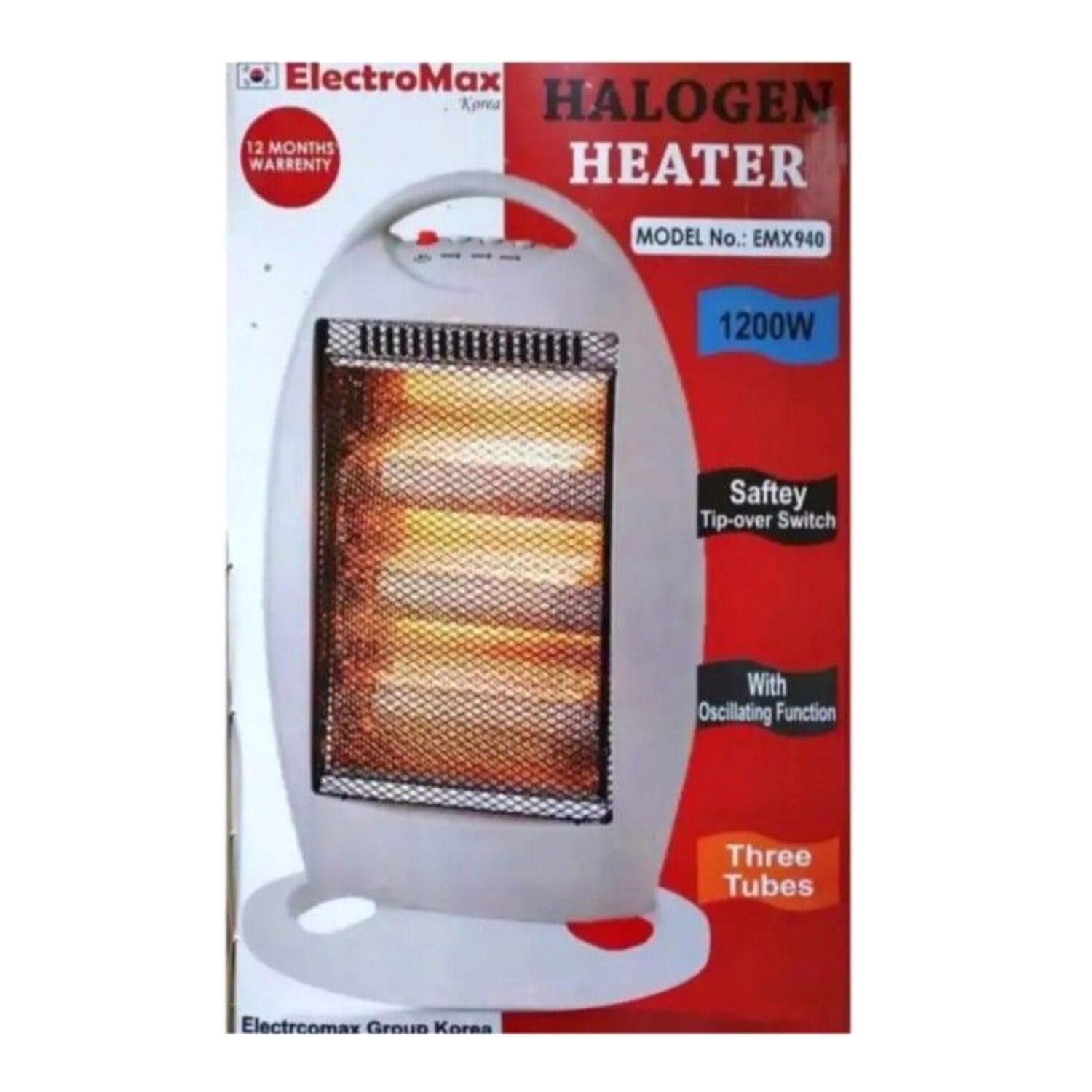 Heater Electromax Electronic 3 Rod 1200W (Safety Tip Over Switch)