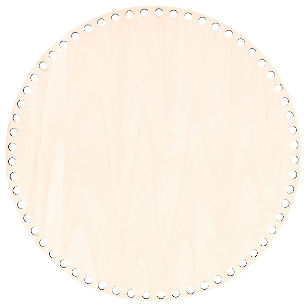 NAMUNY 30cm Natural Wooden Basket Bottom with Hole, Circle Blank Wood Base for DIY Knitting Crochet Bag Bottom Shaper Craft