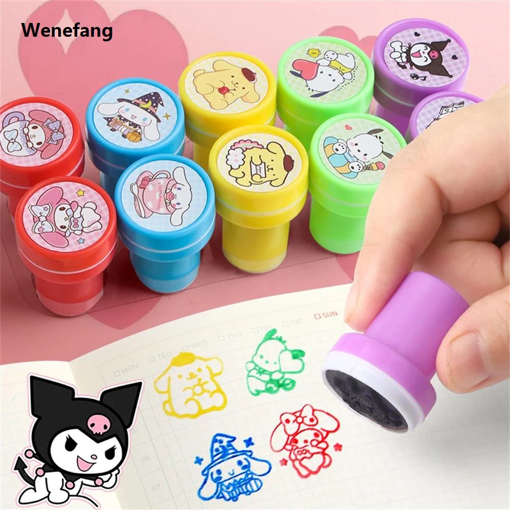 Wenefang Kawaii Sanrio Samps for Kids Cartoon Cinnamoroll Kuromi Self-Ink Bargain price Teacher Stamps Party Favor Children Prize Stuffers Toys Gift