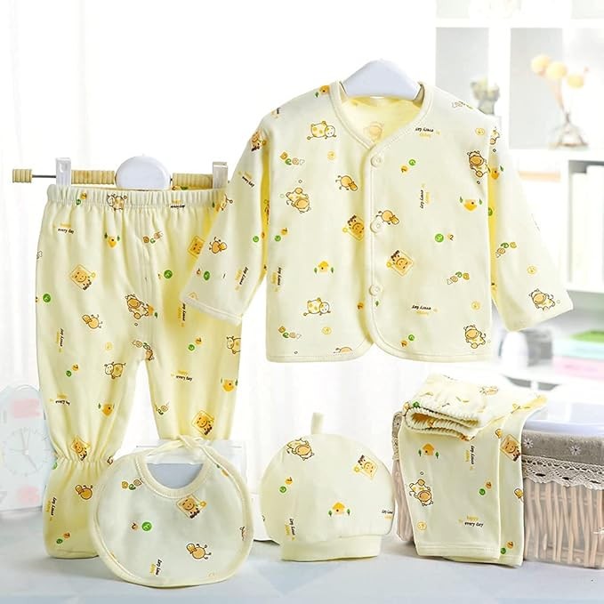 Complete Cotton Clothing Set for Newborn Babies - Soft Cartoon Print Outfits for Boys & Girls (0-12M)