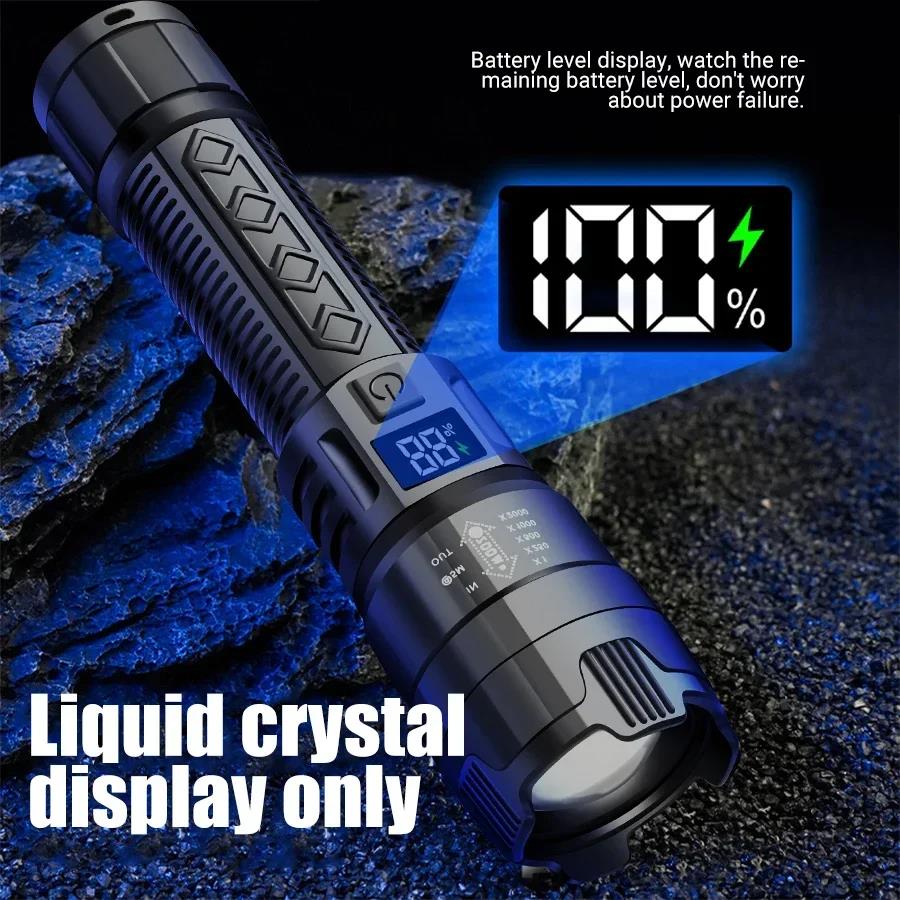 【2025 Version】 LED Strong Light Flashlight Zoom Telescopic Multi Functional Portable Long Range Ultra Bright Tactical Torch Waterproof Lantern