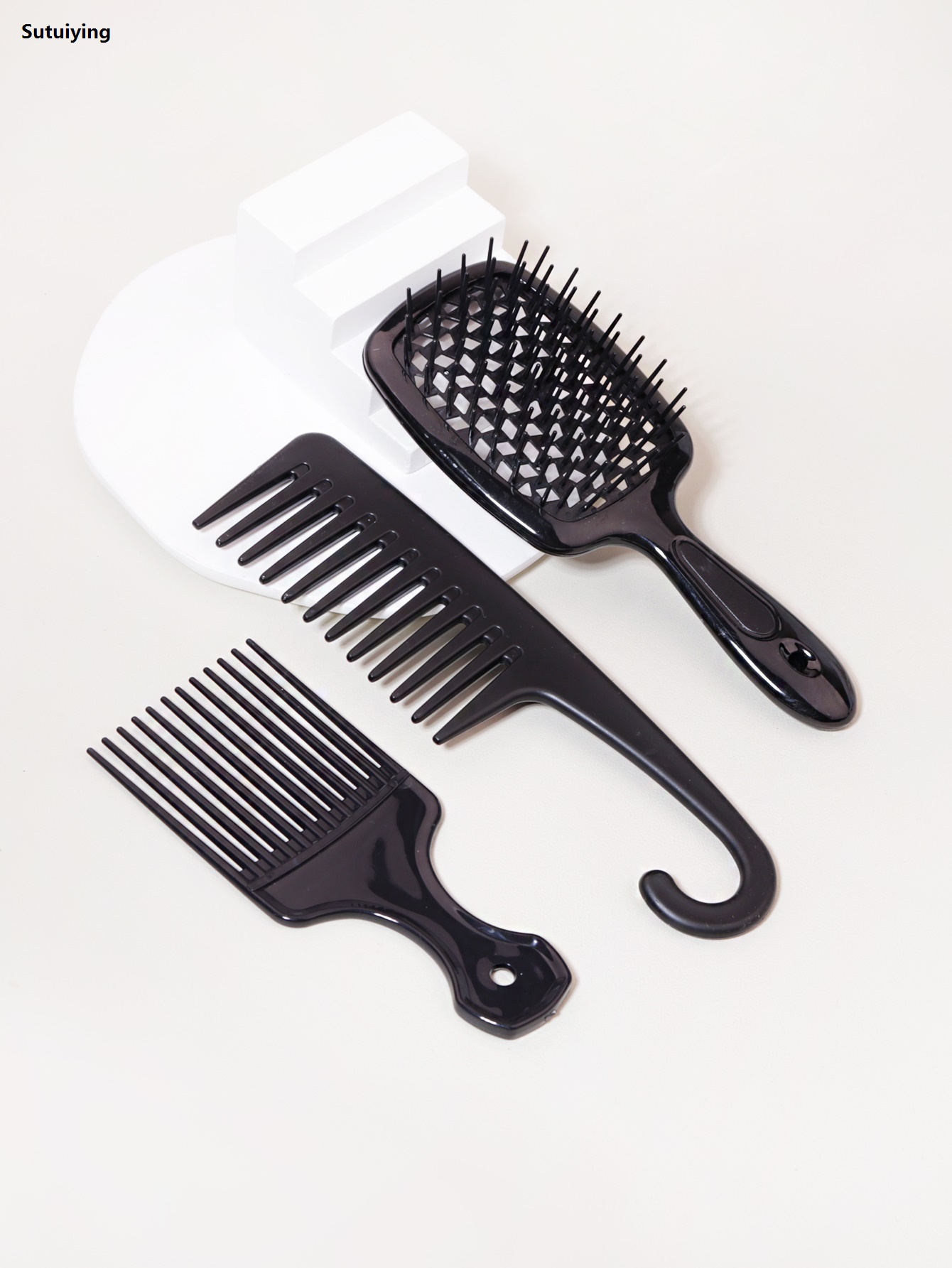 Sutuiying 3PCS styling set, tangled comb hair brush, massage, anti-static, New hollowed out, wet curl hair brush, hair styling tool