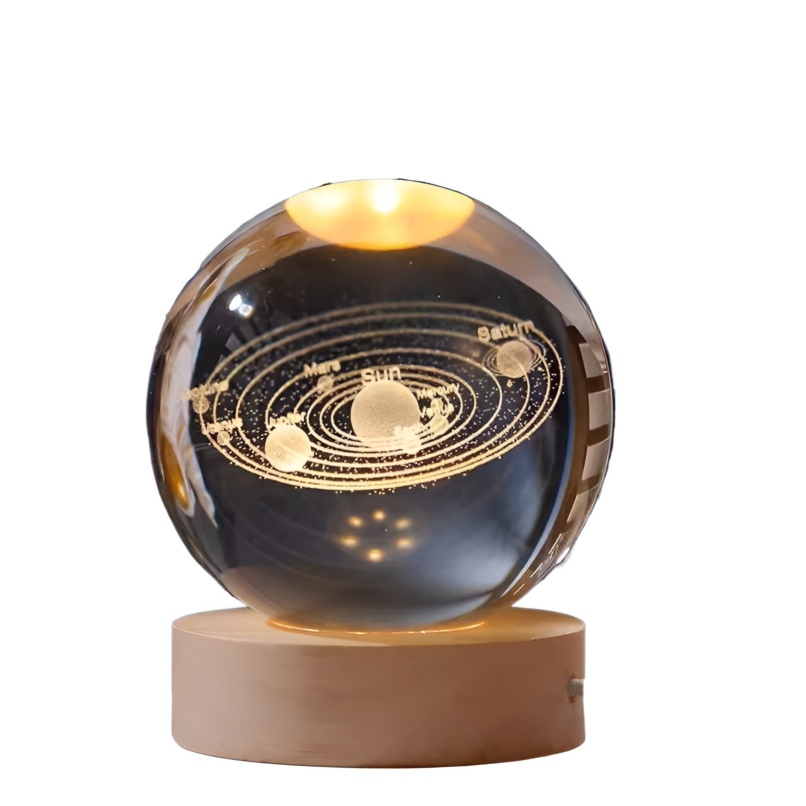 Warm Light Saturn Nebula Moon Bedside Small Night Lamp Luminous Crystal Ball Lamp Projection Ambience Light Creative Gifts Gifts (6 cm)