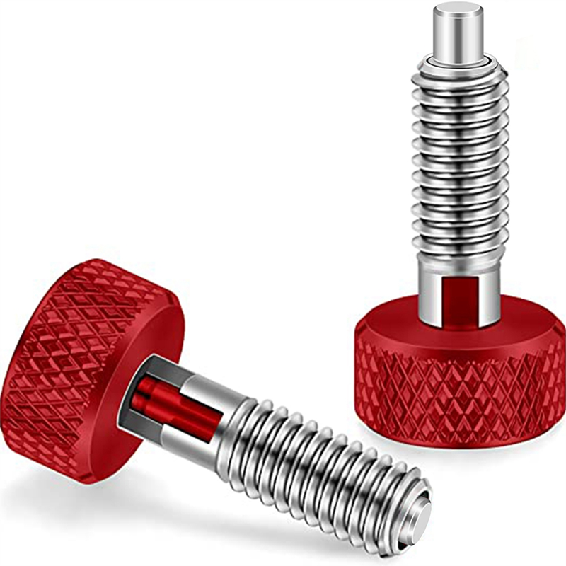 NAMUNY 2 Packs Red Hand Retractable Spring Plunger with Knurled Handle M6 Type for Rolling Toolbox