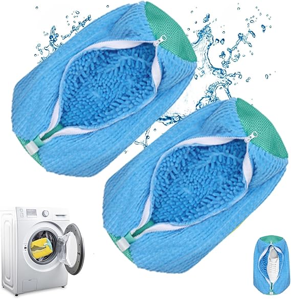 Shoe Washing Machine Bag, Sneaker Cleaning, Laundry Bag, Shoe Bag, Reusable and Durable Zipper, Keeps Shoe Clean, Laundry Bags for Washer Dryer, Blue, 2 Pack