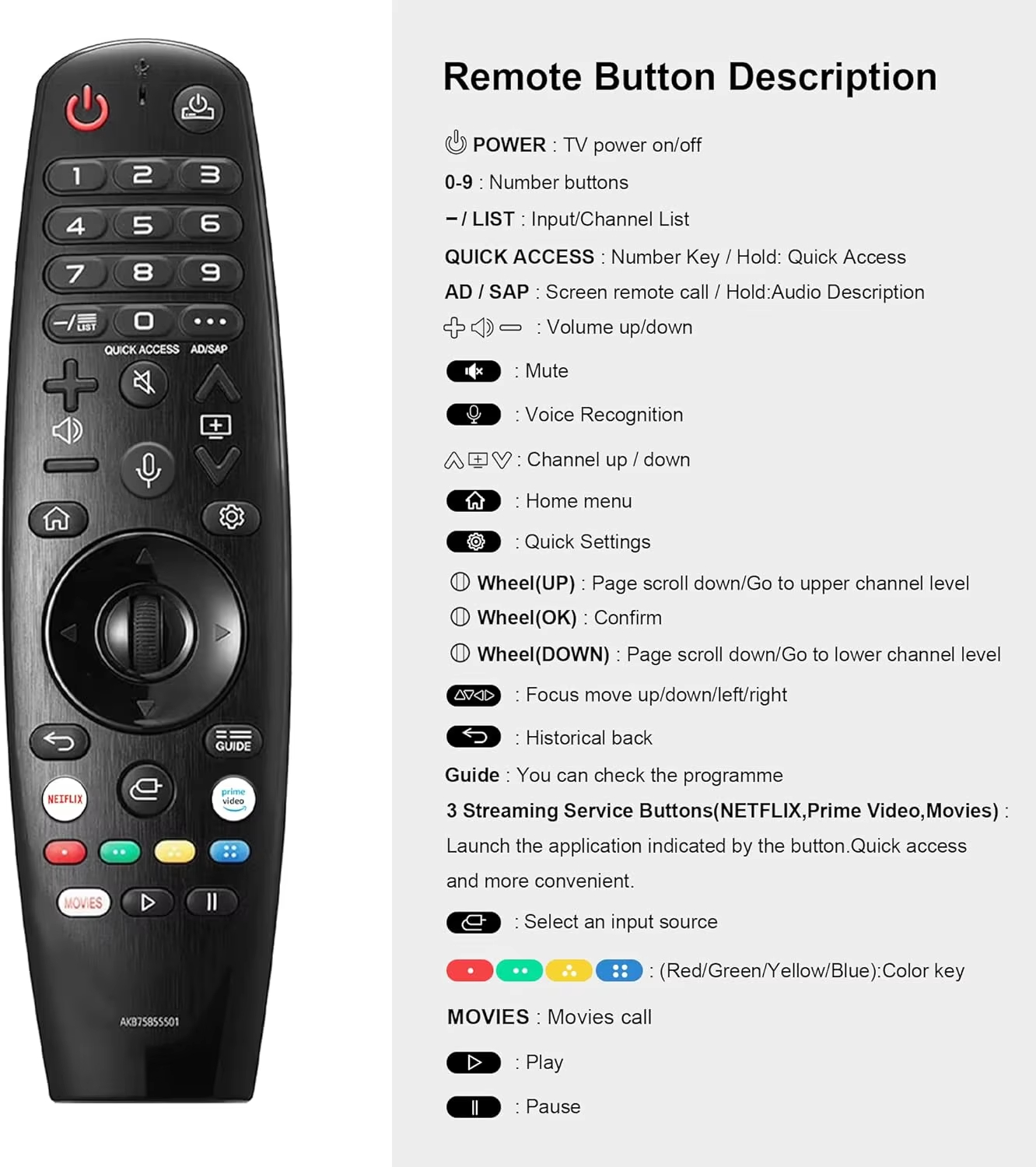 NEW Replacement Magic Remote Control For Smart TV For Rx ZX WX Series Controller MR20GA AKB75855501 Without Voice Or With Voice