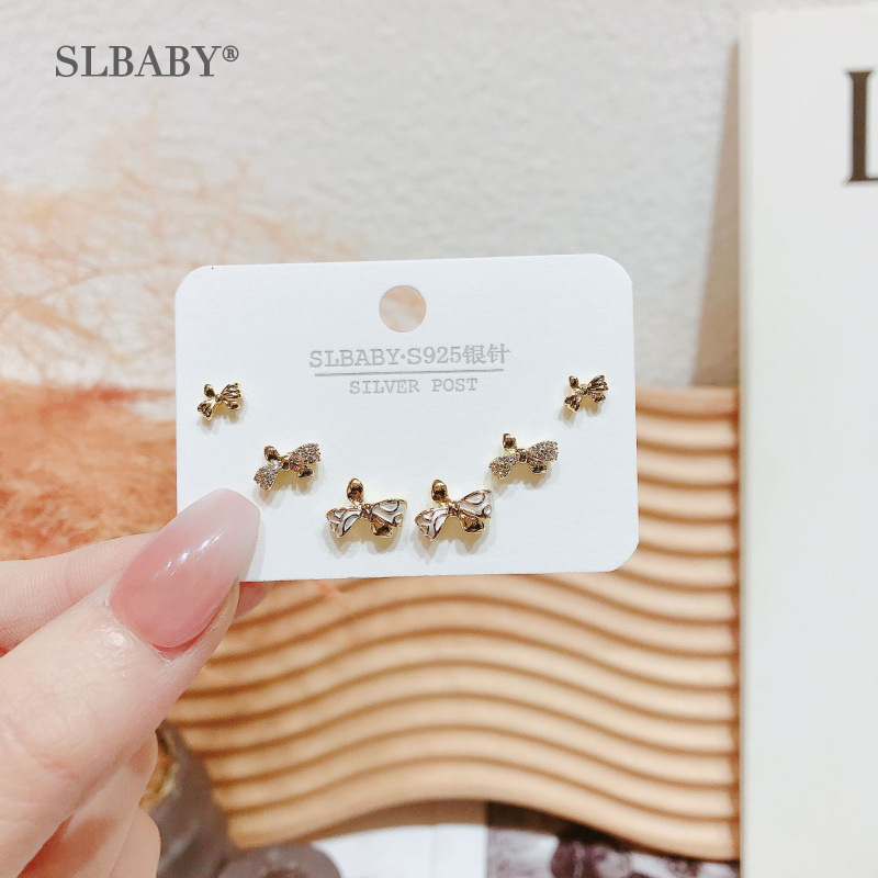 【Mega Sale】Japan and Korea Dongdaemun 2022 New Drop Bow Tie Earrings Female Niche Design Classic Joker Earrings