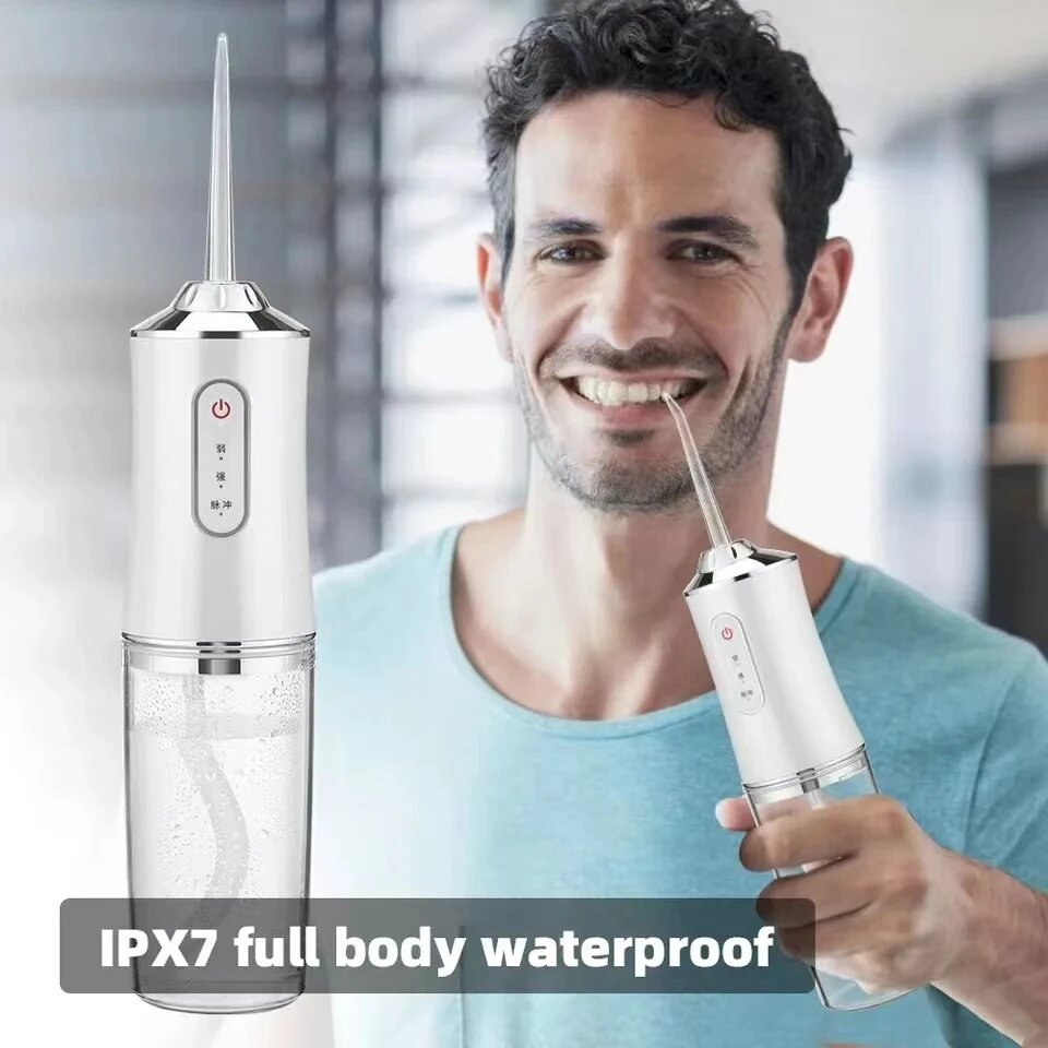 230ml Oral Irrigator, Dental Water Jet for Teeth, USB Rechargeable Portable Water Flosser, 4 Nozzles, 200ML, IPX7 Waterproof Teeth Cleaner