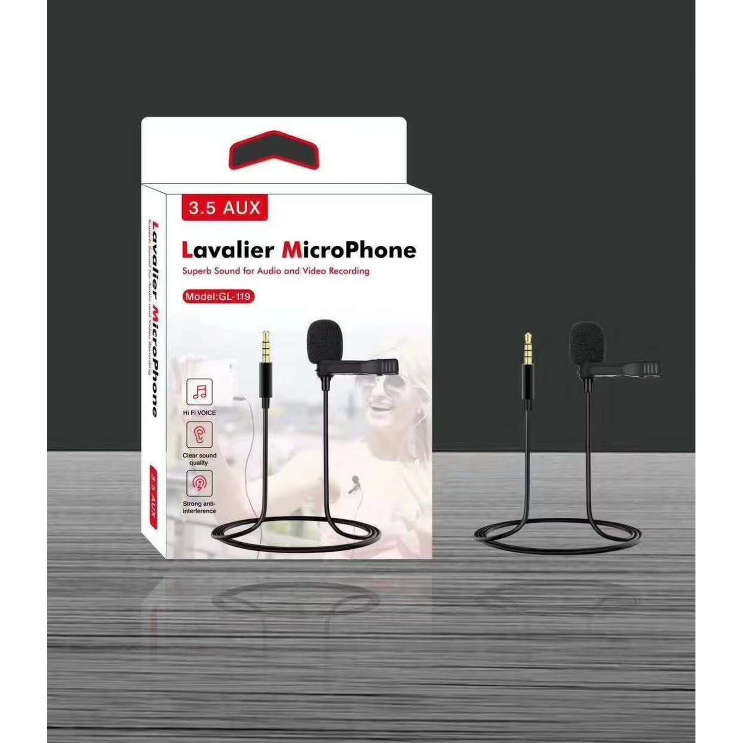3.5 AUX Mini Lavalier Lapel Microphone Omnidirectional Mic With Clip On Model:GL-119