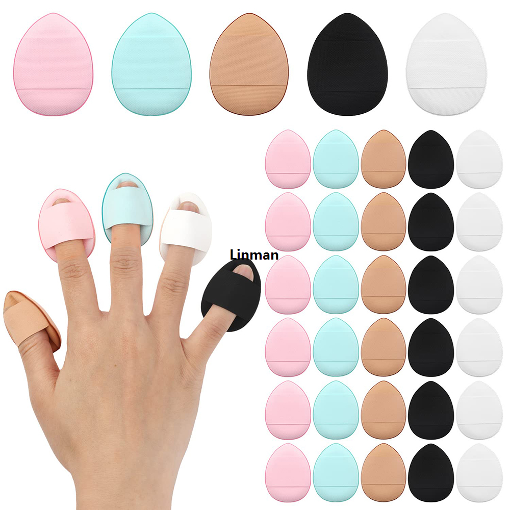 Linman 12PCS/Set Finger Mini Finger Powder Puff Soft Beauty Cosmetic MPortable akeup Tools For Concealer Or Liquid Foundation Eye Shadow Cream