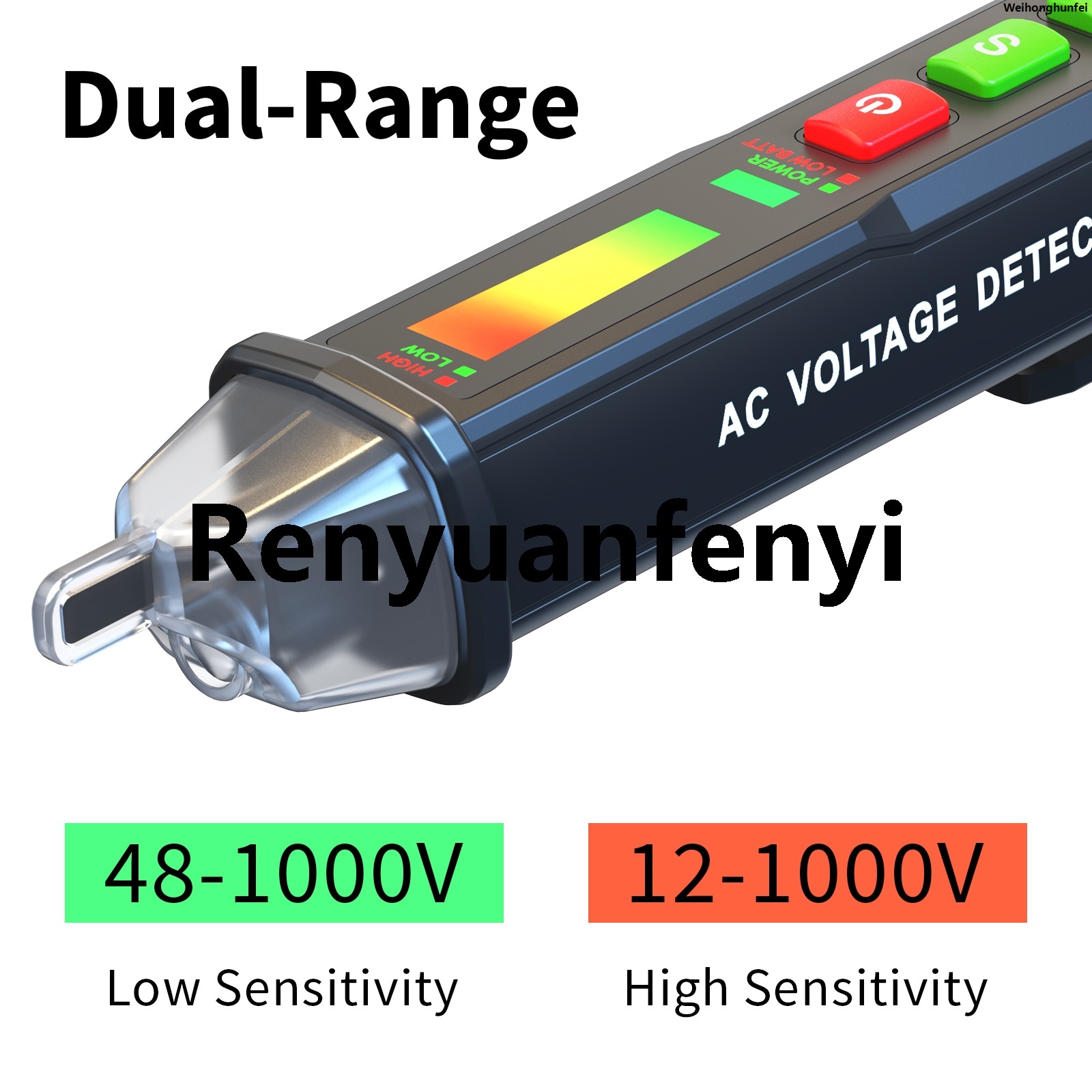 WeihonghunfeiZOYI ZT-DB02 voltage tester with room temperature thermometer, High Quality non-contact voltage tester, capable of determining live Portable