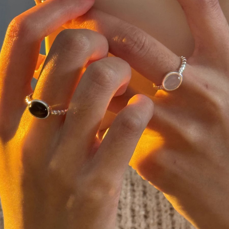 【New arrivals】Korean-style Black and White Two-color Cool Simple Ring Women's Minimal Style Fashionable Distinctive Exquisite All-match High-grade Finger Ring