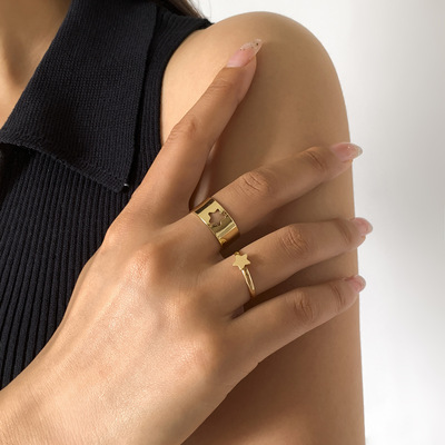 Lovely Sky Adjustable Couple Ring Star Gold Plated for Birthday