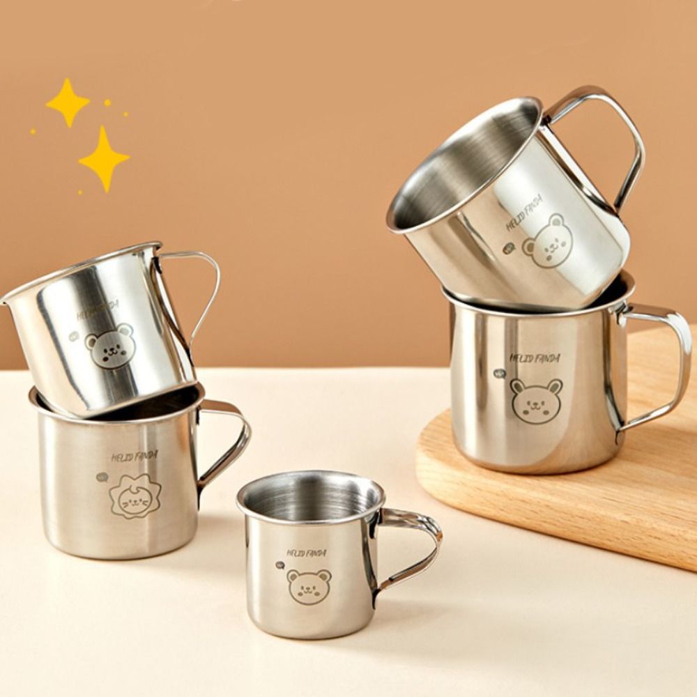 New 304 Stainless Steel Tea Milk Cup with Handle Outdoor Picnic Kid Water Cup Anti Drop Durable Baby Milk Cup