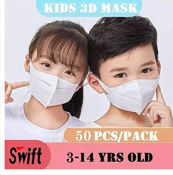 Pain Free Pack Of 5 Best Korean 3D Disposable Mask For 3-11 Years Kids