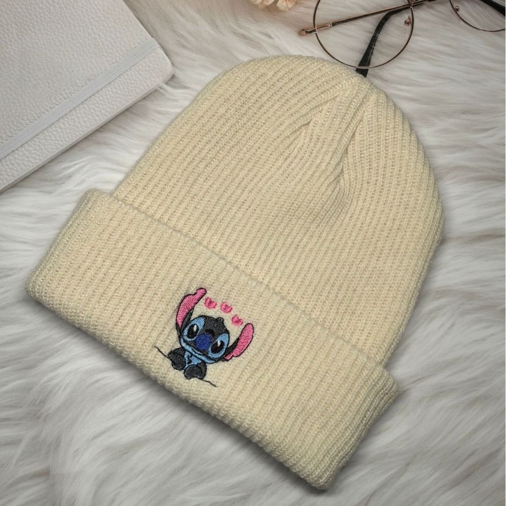 Trendy Cartoon Stitch Pattern Winter Hats Ear Protection Keep Warm Bonnet Cap Cute Cold Cap Outdoor