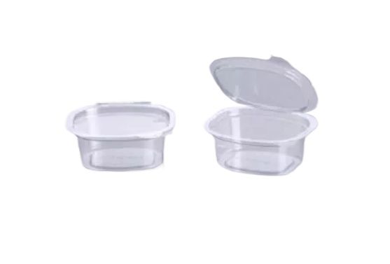 MJ Pack of 50 Pieces Leakproof Easy To Use Hygenic Disposable Pet Chutney / Achar / Pickle / Sauce Wati Container - Small Rectangle Transparent Use and Throw