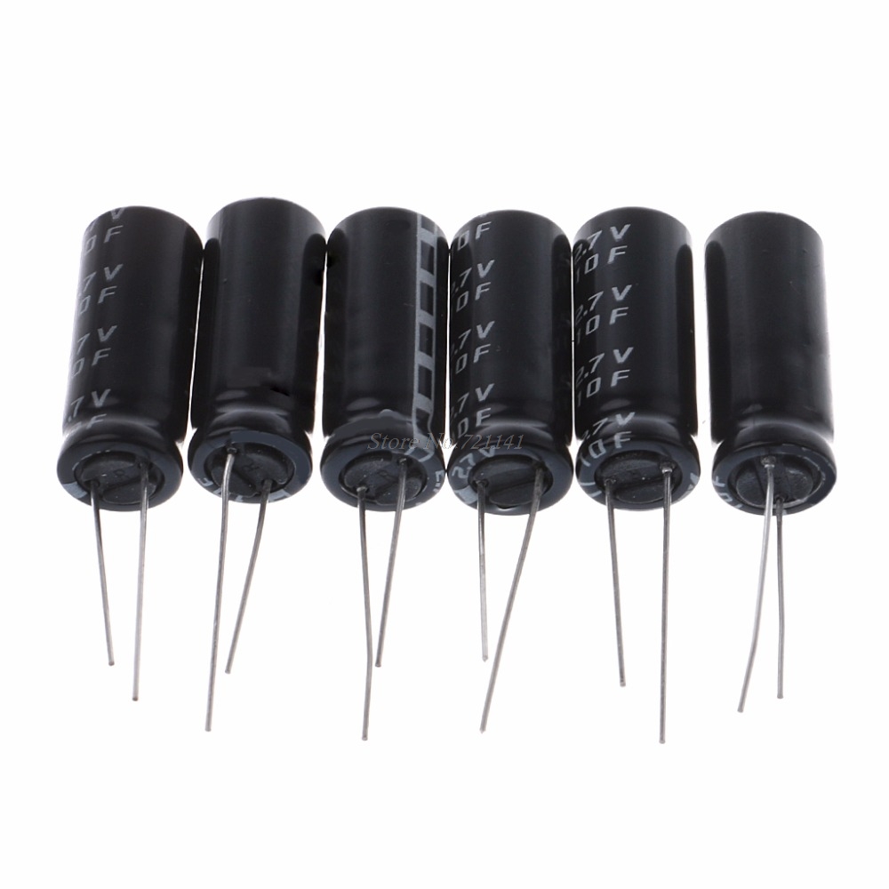 6pcs 2.7V 10F Cylindrical Ultra Super Farad Capacitor High Power Supercap 10x26mm Dropship