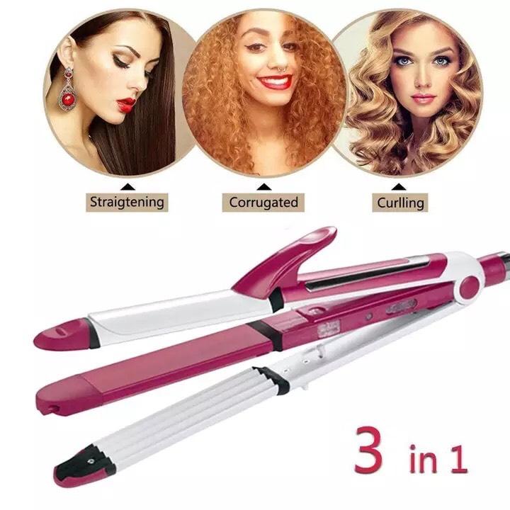 Beauty Styler Kemei KM-1291 3 in 1 Professional Wet & Dry Hair Straightener