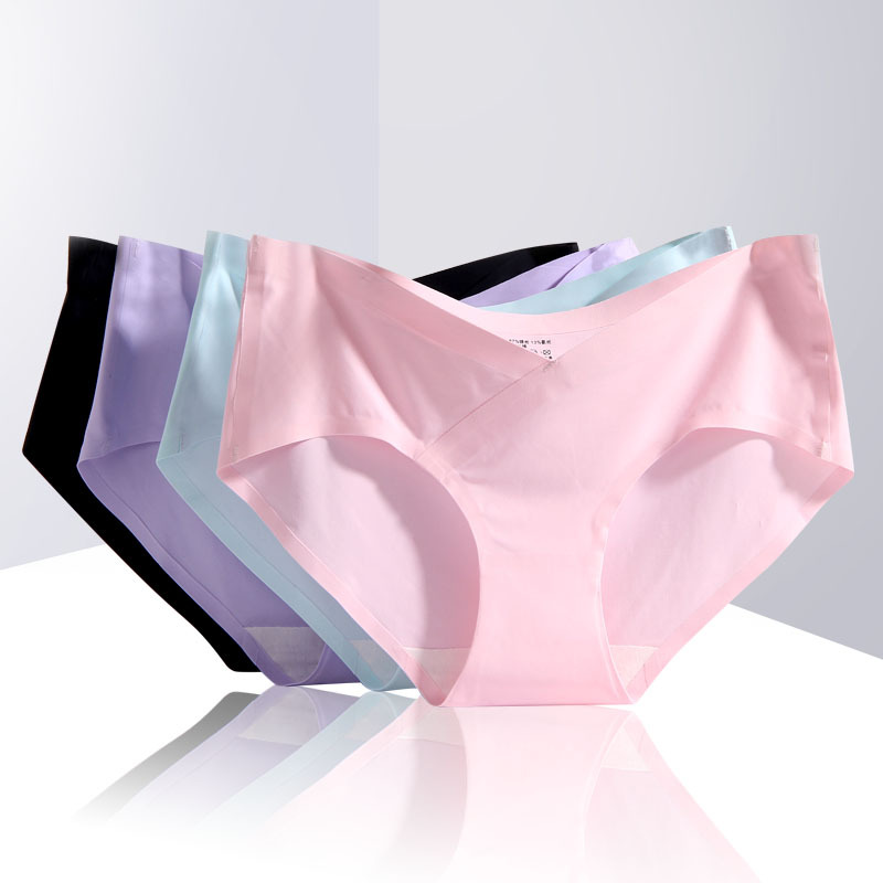 Seamless ice silk maternity panties, one-piece low-rise pregnant women's pure cotton crotch, breathable plus-size summer briefs