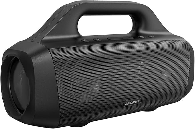 Soundcore Annker Motion Boom B2C - UN Black Iteration 1 Waterproof Bluetooth Speaker With Titanium Drivers , BassUp Technology , IPX7 , 24H Playtime , App , Built - in Handle , Outdoor Speaker For Camping , Pool , Beach , Backyard