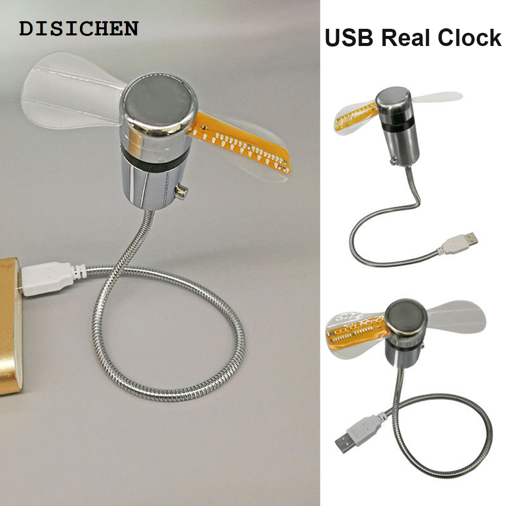 DISICHEN New Clock Fans Time Temperature Display Small Night Light DC 5V Portable Gadgets Flexible Gooseneck LED Clock for Laptop PC Notebook