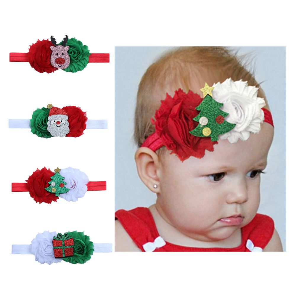 Fashion Hair Accessories Spring Autumn Xmas Tree Santa Claus Twisted Knot Headband Christmas Baby Turban Newborn Hairband