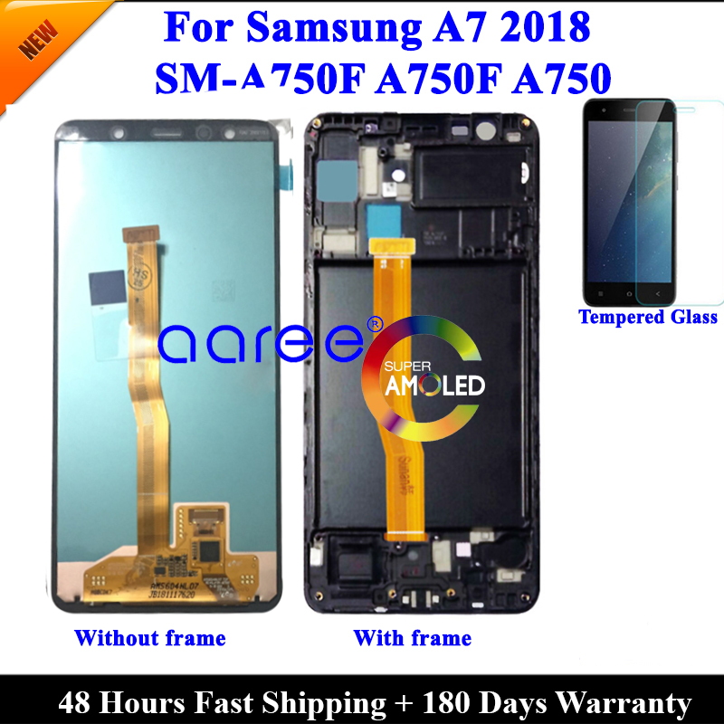 HOT NEW OLED For Samsung Galaxy A7 2018 A750 LCD SM-A750F A750F A750 LCD display touch screen Digitizer Replacement