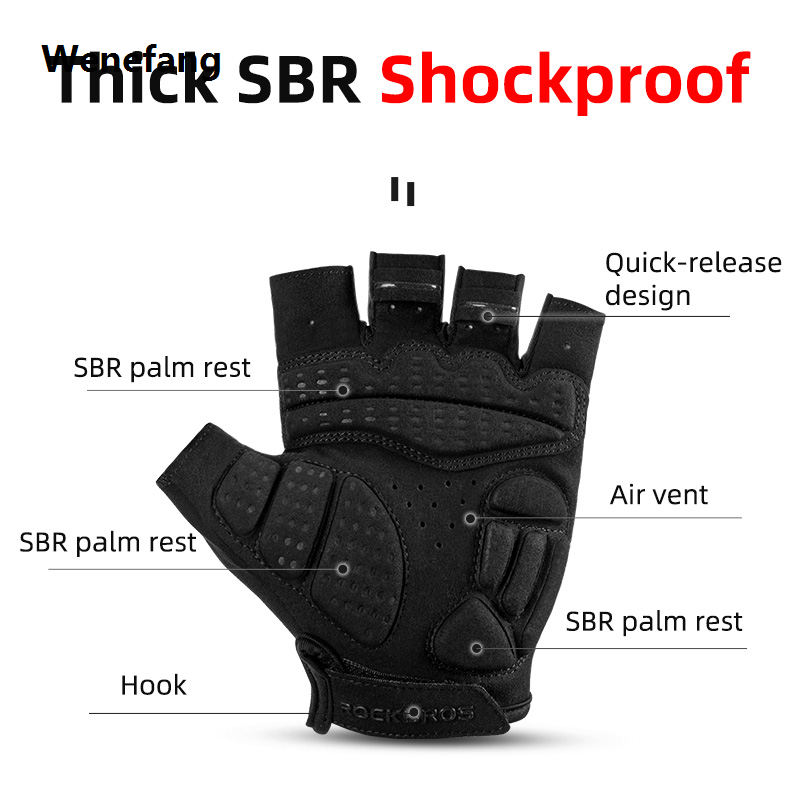 Wenefang ROCKBROS Cycling Gloves Half Finger Breathable Shockproof MTB Road Bike Gloves For Men Women Sports Gym Fitness Running