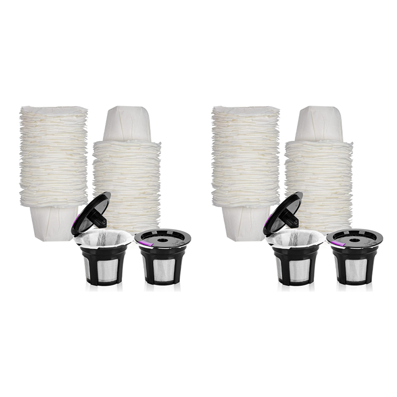 FORIDE 2 set K Cups for with 100 Counts Paper K Cup Filters- Universal Compatible with Reusable Coffee Pods