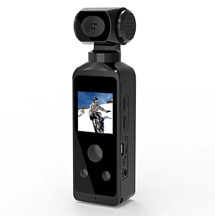 Mini 4K Pocket Gimbal Camera | Handheld Stabilized Vlogging Camera with Rotating Lens & HD Display