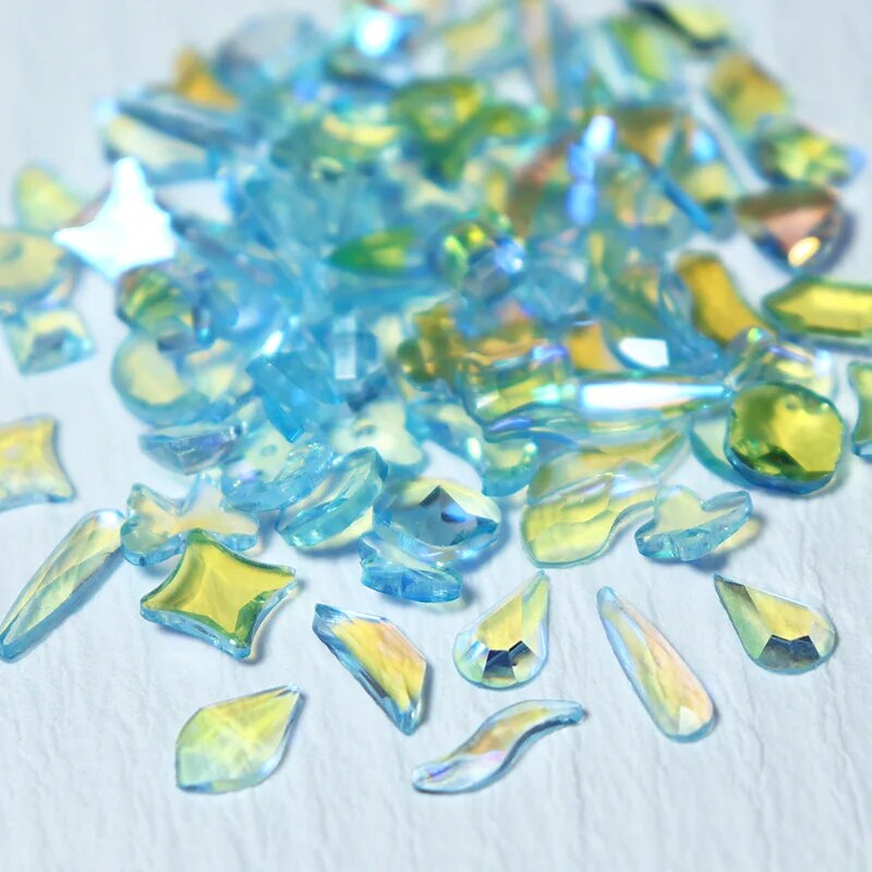 New 100pcs Aurora Nail Charms Rhinestones Multi Shapes 3D Resin Crystals Jewelry Making Stones For Nail Art DIY Craft Decorations