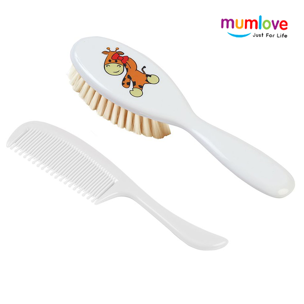 Mumlove Natural Bristle Baby Comb And Brush Set