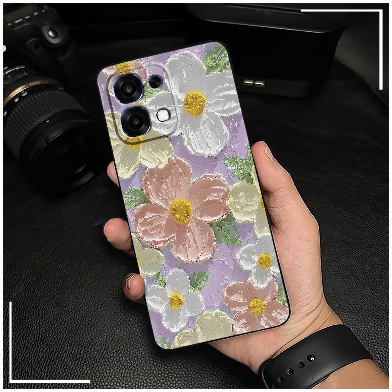 Waterproof Durable Phone Case For OPPO A6 Pro Global/4G/5G/F13 Pro flower Protective TPU Oil Painting Graffiti Soft case